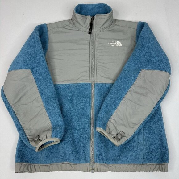 The North Face Girl's Blue‎ Gray Vintage Denali Polartec Full Zip Jacket L/C41 - Picture 5 of 16
